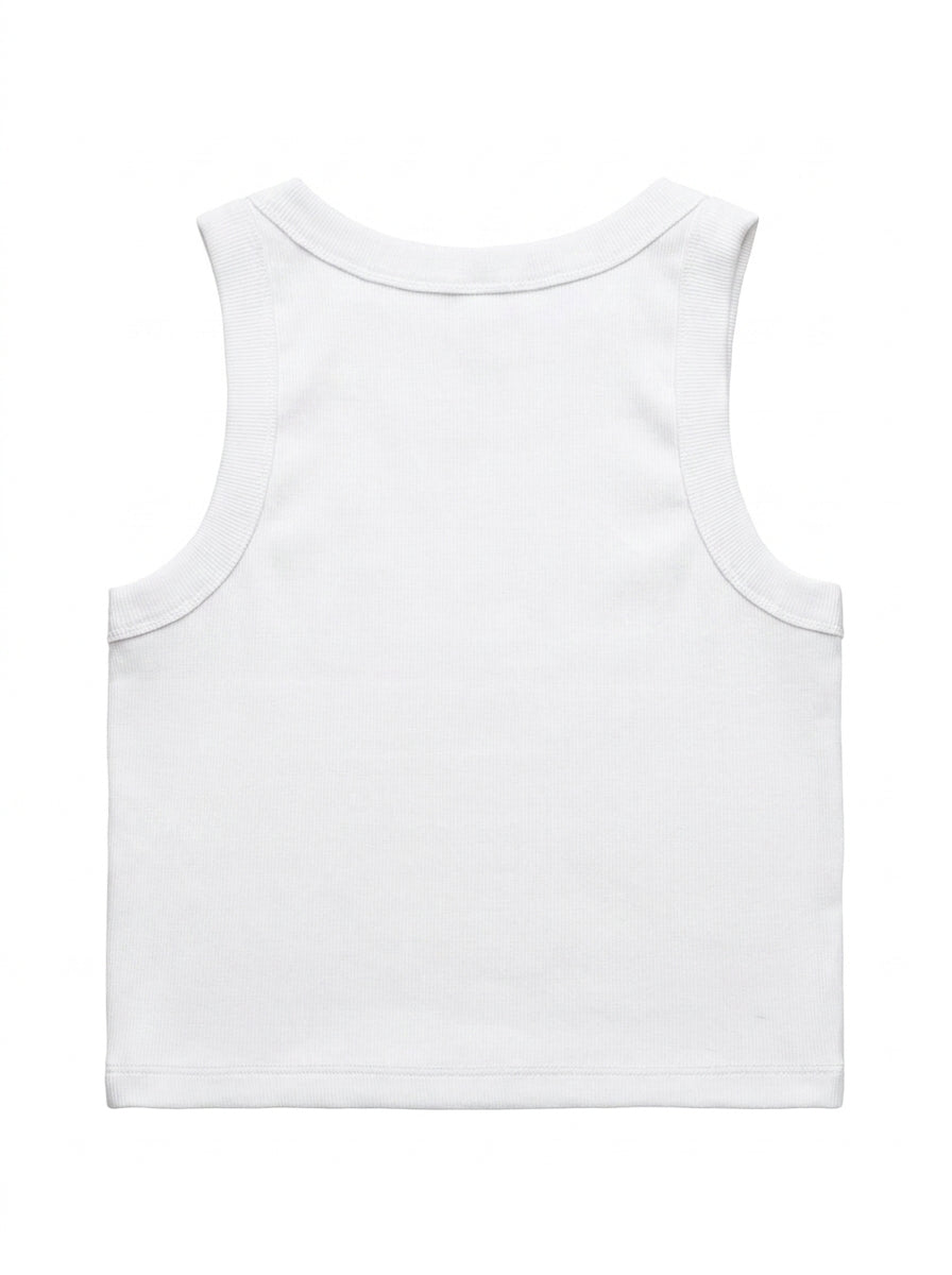 Tank Ribbed blanco, vista trasera