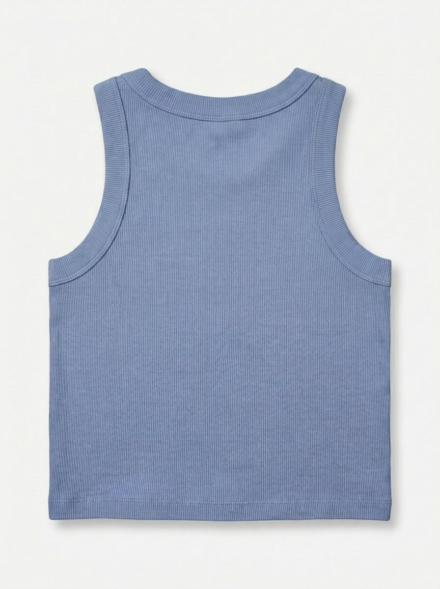 Tank Ribbed baby blue, vista trasera